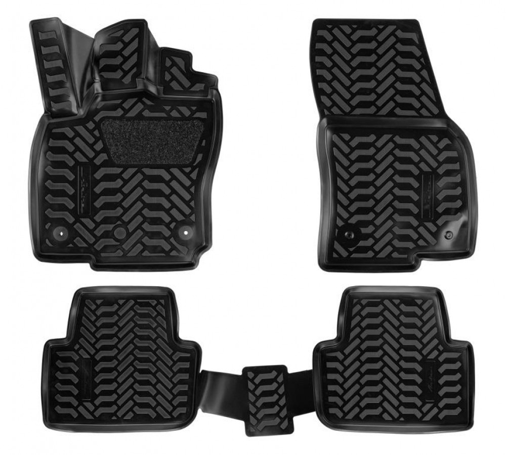 Ковры для VW Tiguan II (16 -), 4 шт., (крепеж), выс. борт, 3D с подпятником, ТЭП, черн.