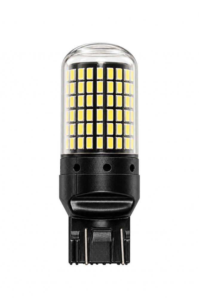 Лампа светодиодная W21/5W (T20D) PLUS, 6000K (Белый), 12В, 16Вт, 144LED, Биполярная