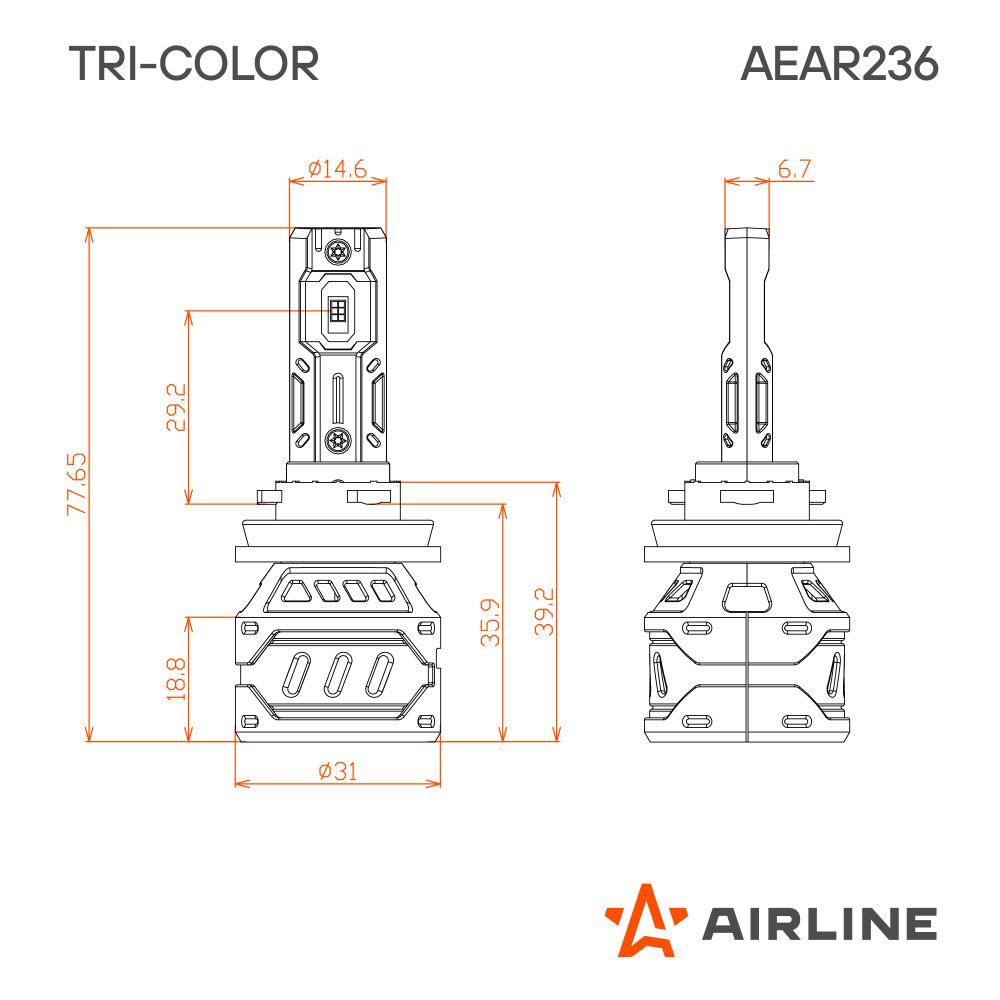 Лампа светодиодная H11/H8 TRI-COLOR, 28Вт, 5000Лм (2500Лм x 2), 3000/4300/6500K (Белый/Желтый), 12/24В, комплект 2 шт.