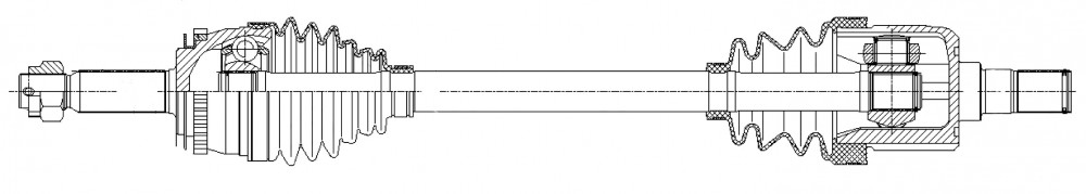 Привод передний левый для автомобилей Hyundai Getz (02-) 1.3i/1.4i MT
