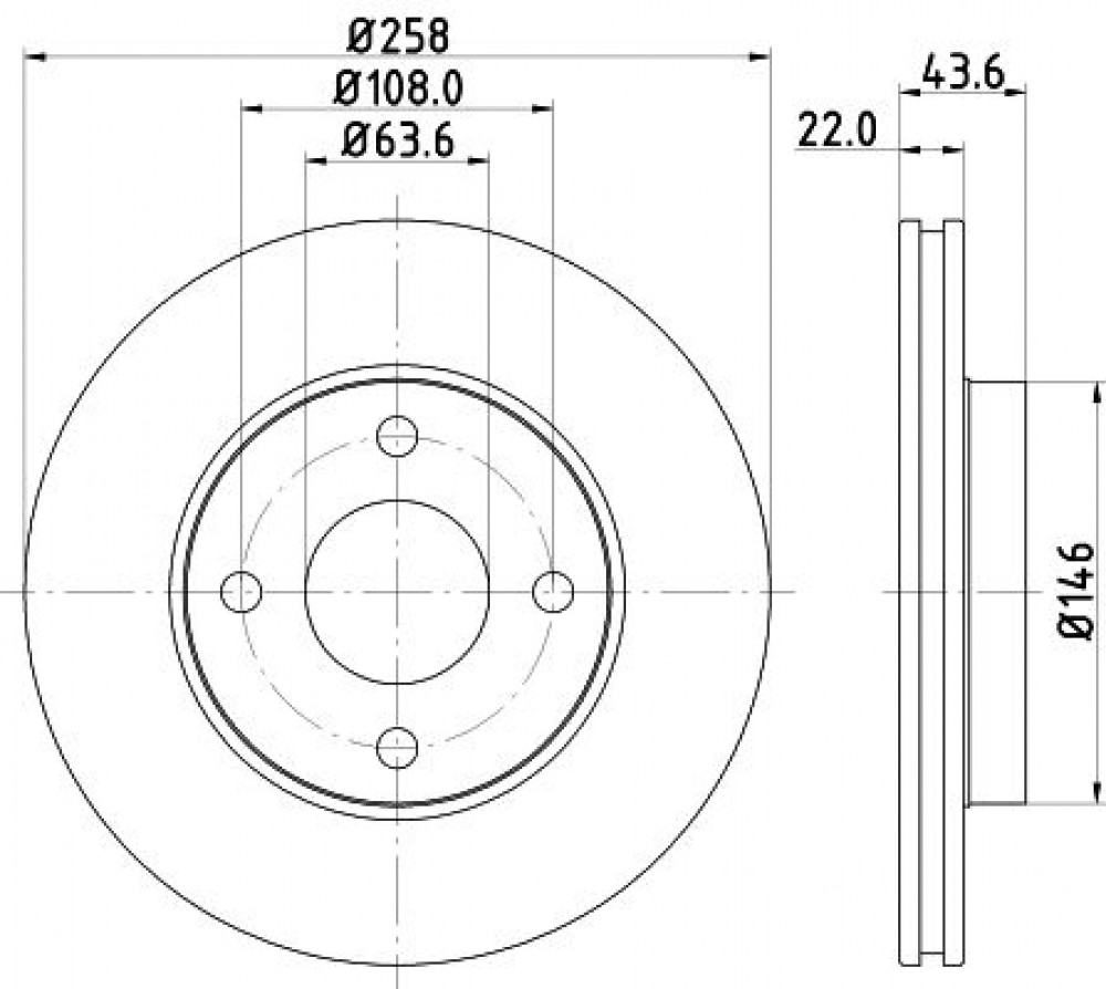 Комплект тормозных дисков для автомобилей Ford Fiesta (02-) / Fusion (02-) передний d=258