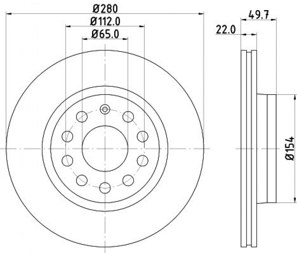 Комплект тормозных дисков для автомобилей Skoda Octavia A5 (04-) / VW Golf V (03-) передний d=280