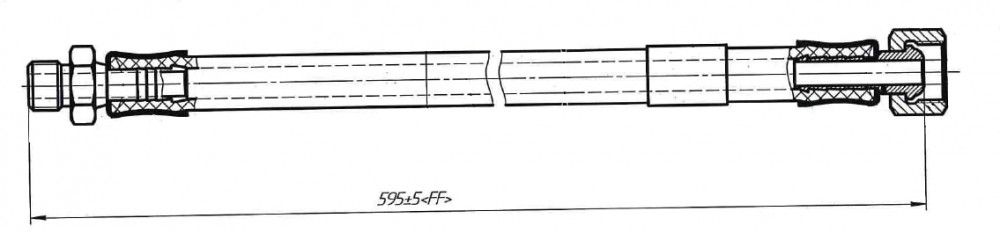 Шланг тормозной для автомобилей КамАЗ 5320 L=595мм (гайка-штуцер)