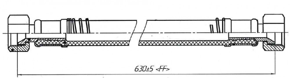 Шланг тормозной для автомобилей ПАЗ 3205 L=630мм (к тормозной камере)