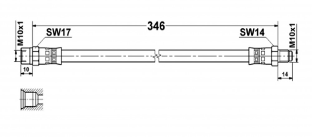 Шланг тормозной для автомобилей Mercedes 190 W201 (82-) / W124 (84-) передний L=370мм