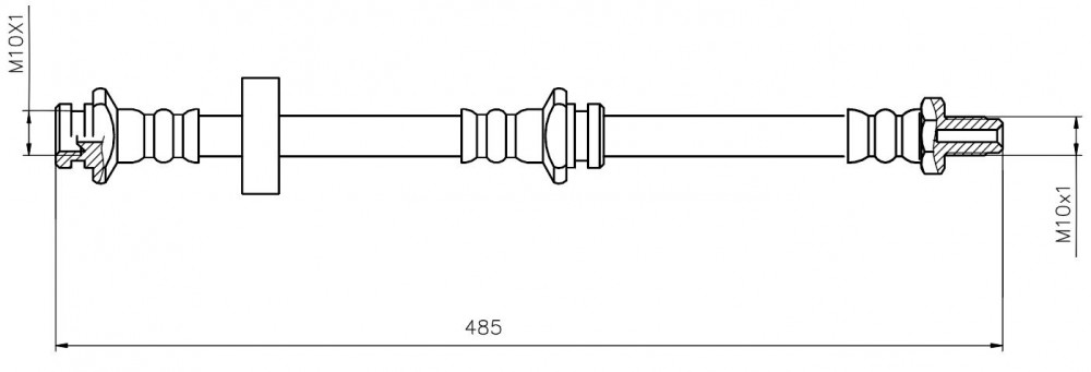 Шланг тормозной для автомобилей Chery Fora (A21) (06-) передний левый / правый L=485мм