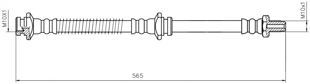 Шланг тормозной для автомобилей Chery Tiggo (T11) (06-) / (FL) (13-) / Tiggo 3 (16-) передний левый / правый L=565мм