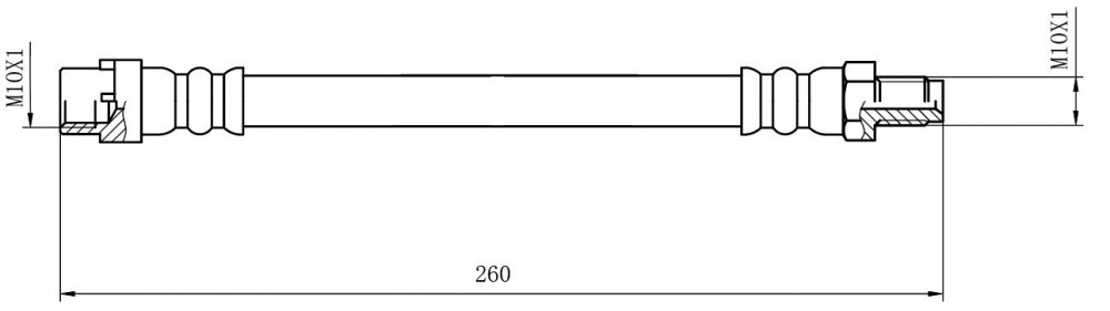 Шланг тормозной для автомобилей BMW 1 E81 / E87 (04-) / F20 / F21 (11-) / 3 E90 (05-) / F3x (11-) задний левый / правый L=260мм