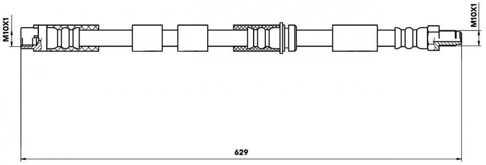 Шланг тормозной для автомобилей BMW X6 E71 (08-) / F16 (14-) / X5 E70 (07-) / F15 (13-) передний левый / правый L=629мм