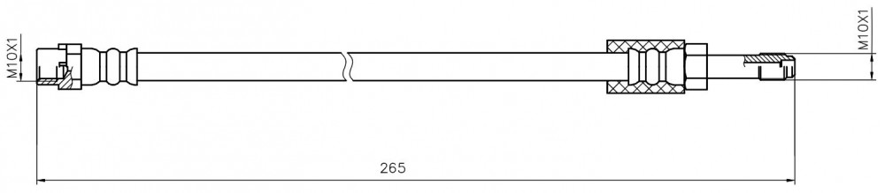 Шланг тормозной для автомобилей BMW 1 E81 / E87 (04-) / F20 / F21 (11-) / 3 E90 (05-) / F3x (11-) задний левый / правый L=265мм