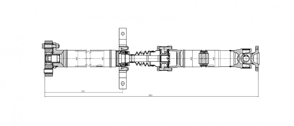 Карданный вал в сборе для автомобилей Hyundai Santa Fe II (06-) 2.4i (4x4) (рестайл.) (выпуск с 2010) задний
