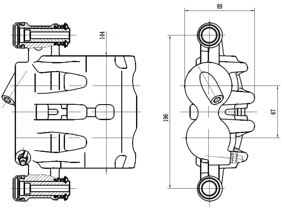 Суппорт тормозной для автомобилей Peugeot Boxer (06-)/Fiat Ducato (06-) передний правый d=44/48мм