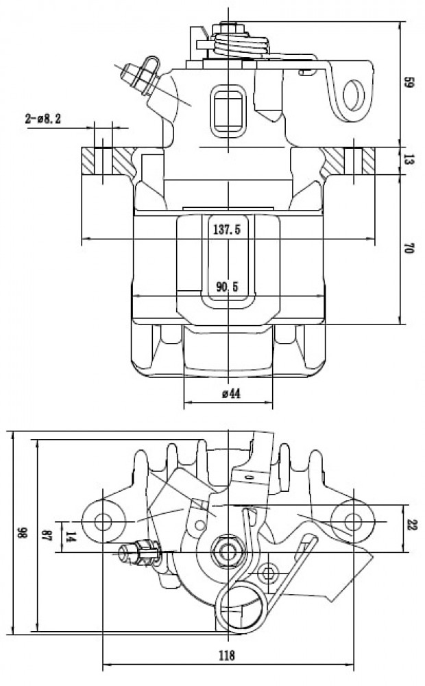 Суппорт тормозной для автомобилей VW Polo IV (01-) задний правый d=34мм