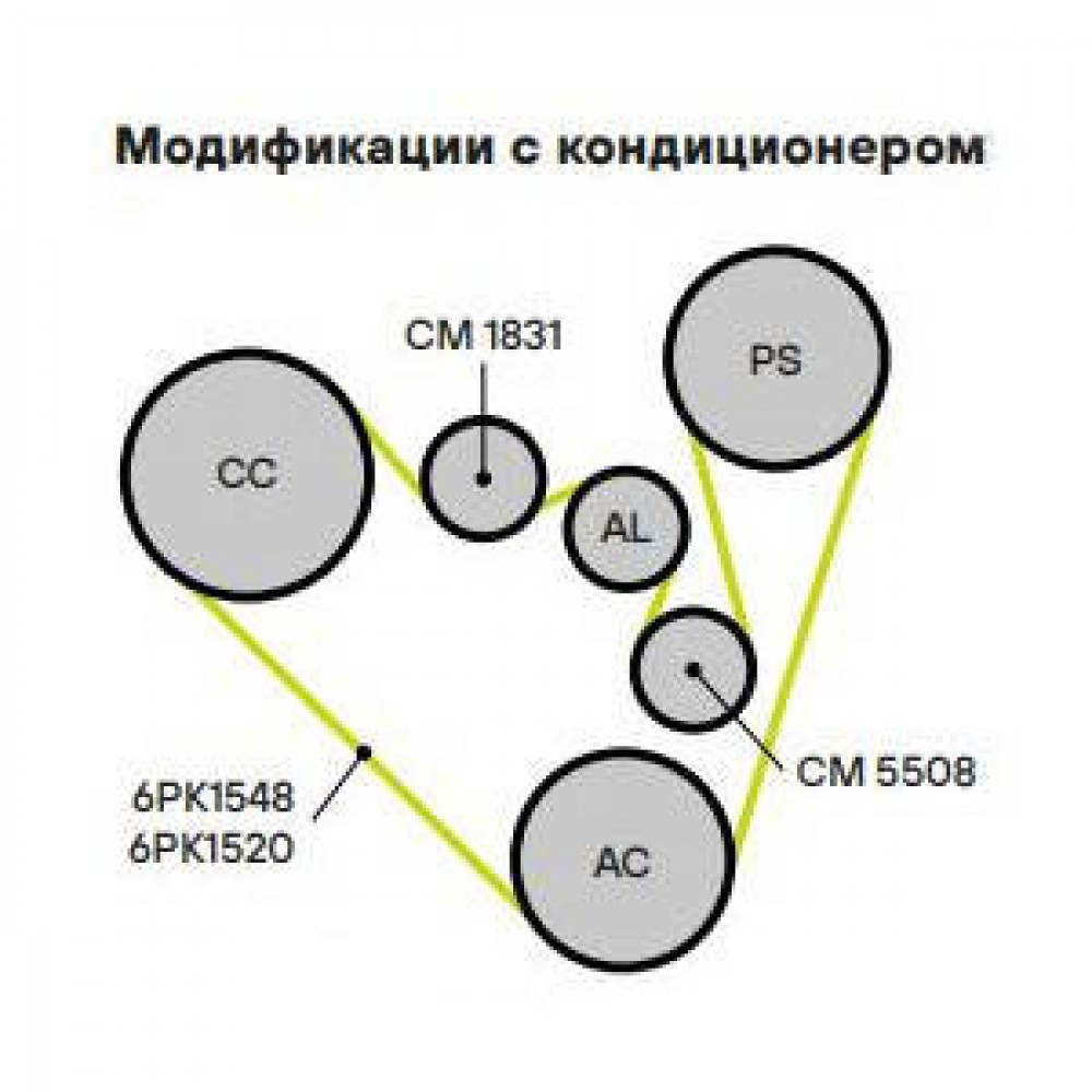 Ролик приводного ремня для автомобилей Skoda Octavia (96-)/VW Golf IV (97-) 1.4i/1.6i AC+ (с натяжным механизмом) h=24