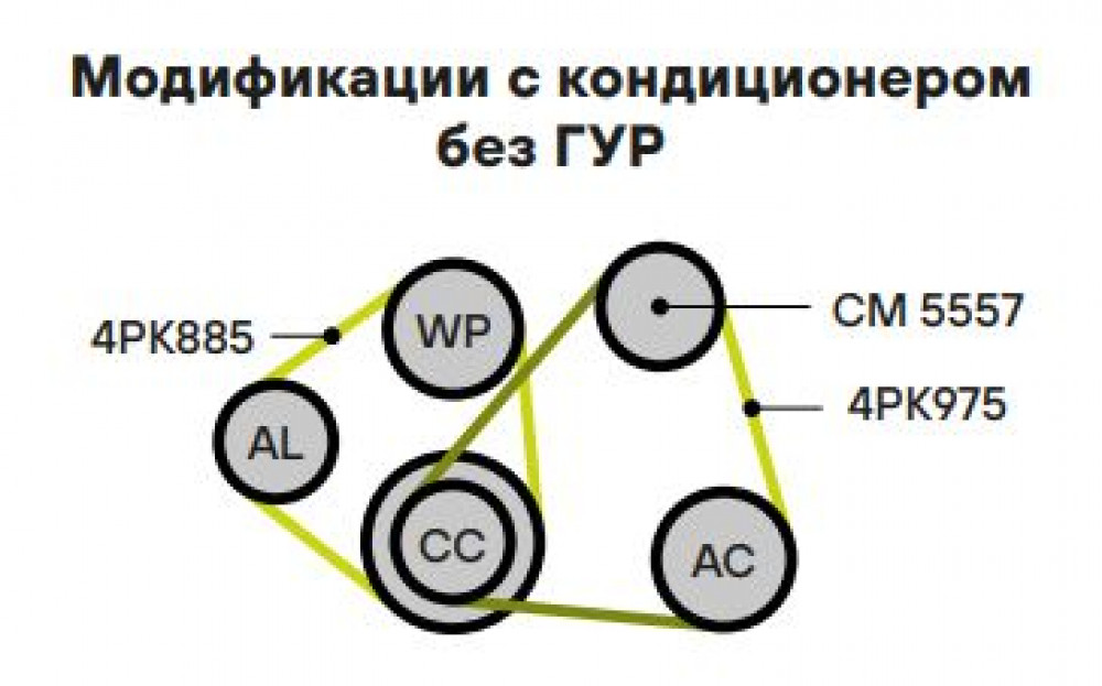 Ролик приводного ремня для автомобилей Kia Rio (00-) 1.3i/1.5i (натяжной) с кондиционером, без ГУР