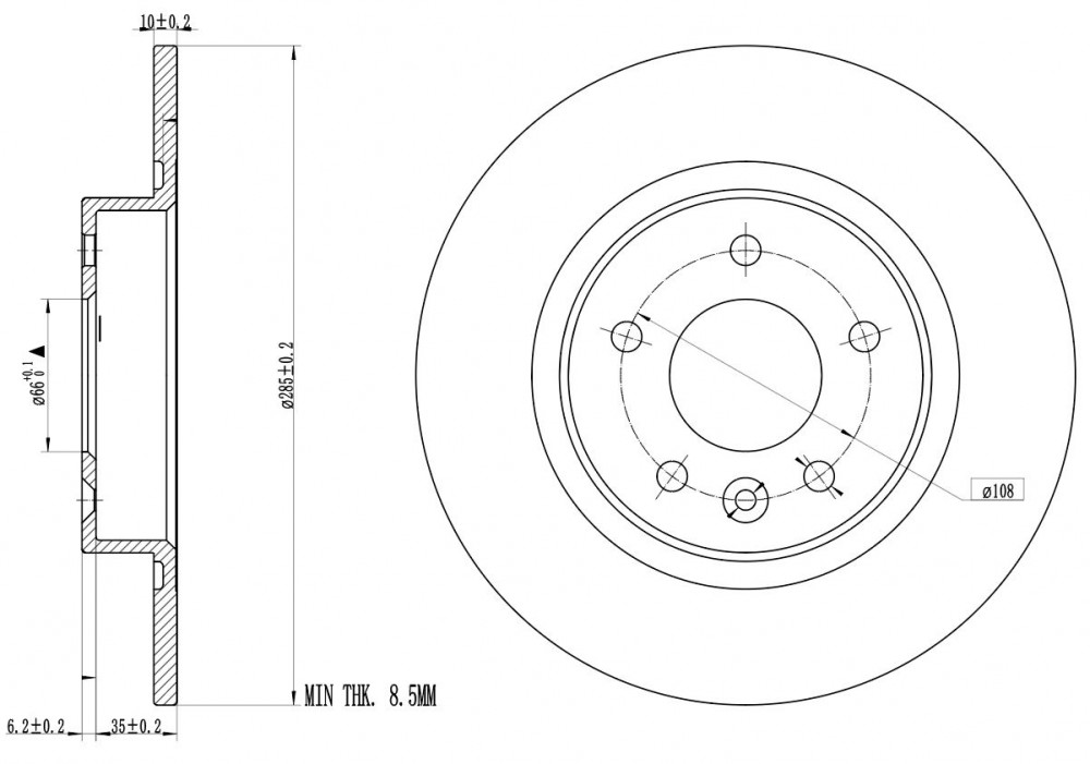 Диски тормозные для автомобилей Exeed VX (21-) задний d=285 окрашенный