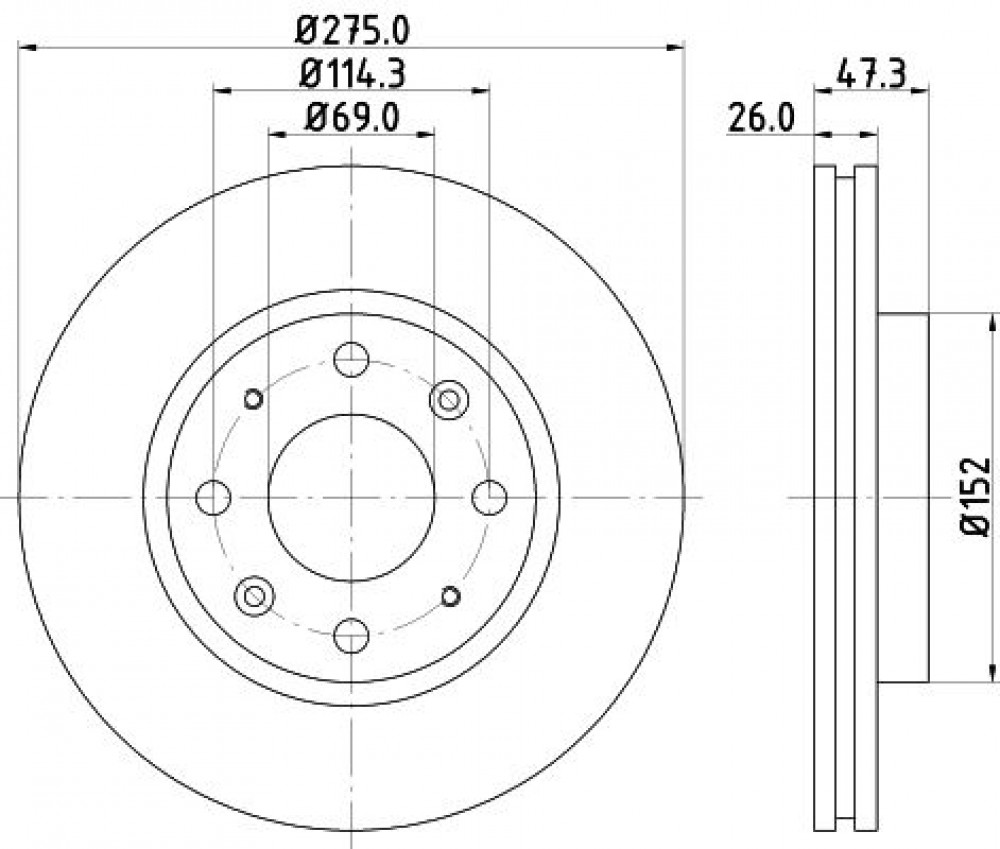 Диски тормозные для автомобилей Kia Cerato (04-) / Spectra (04-) передний d=275