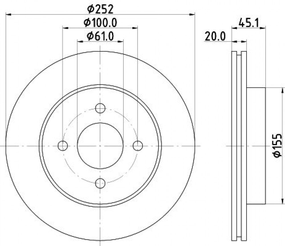 Диски тормозные для автомобилей Nissan Almera N15 (95-) передний d=252 окрашенный