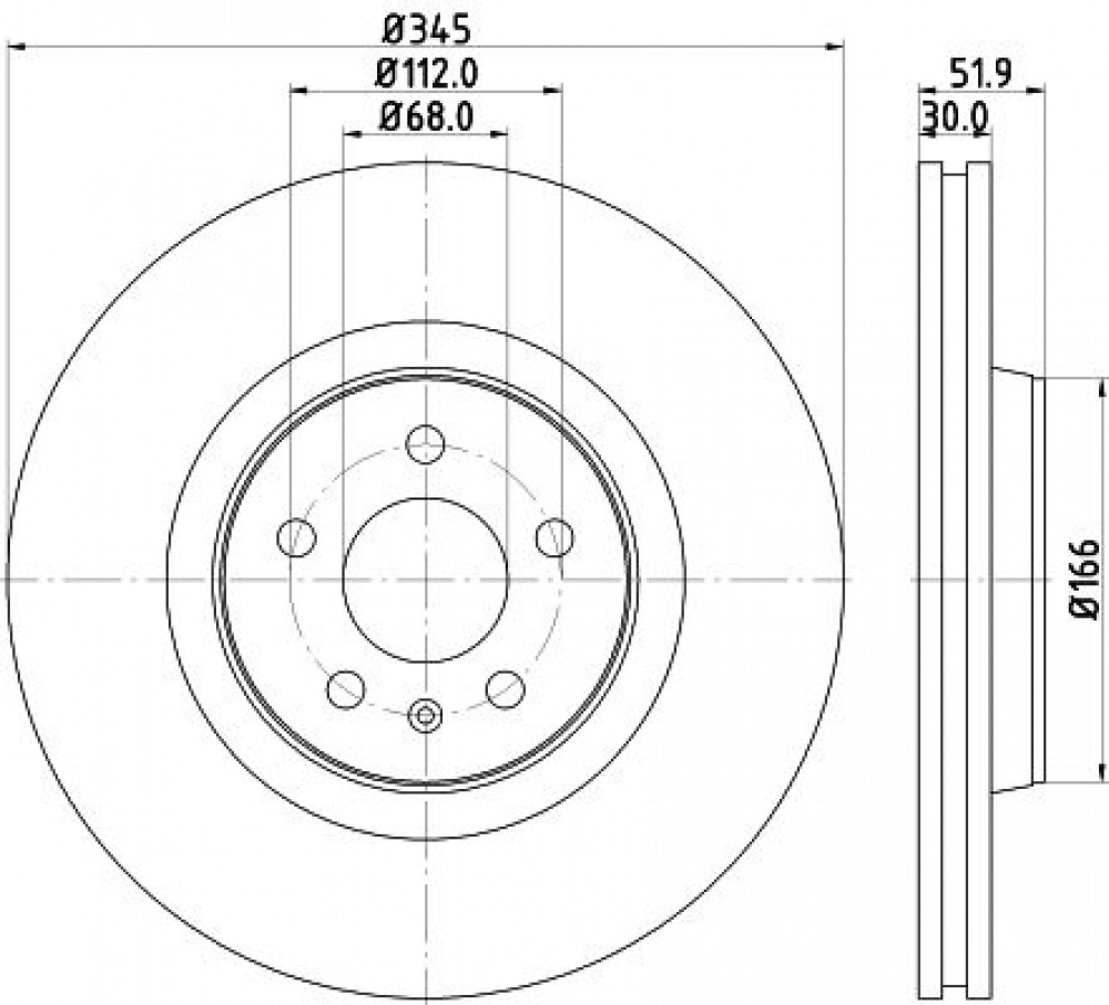 Диски тормозные для автомобилей Audi A4 (07-) / A5 (07-) / A6 (11-) / A7 (10-) / Q5 (08-) передний d=345