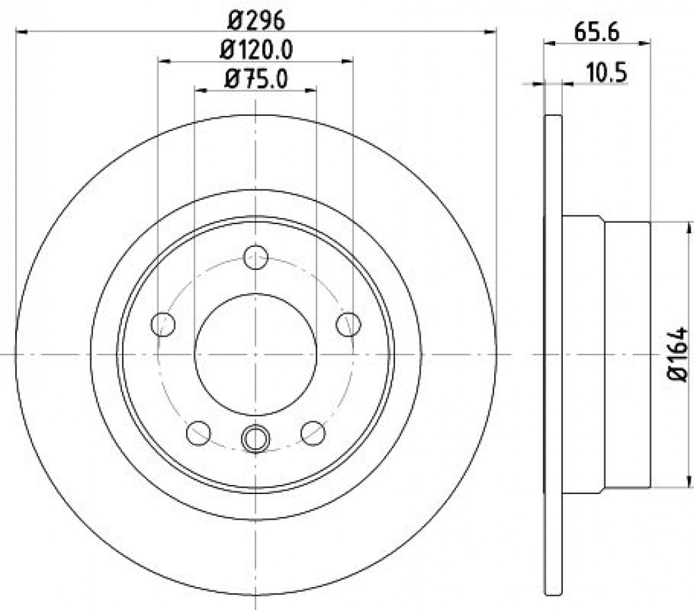 Диски тормозные для автомобилей BMW 1 (E81) (04-) / 3 (E90) (05-) задний d=296