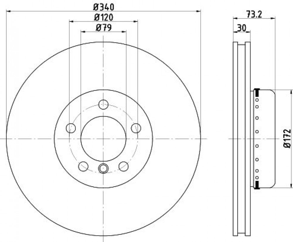 Диски тормозные для автомобилей BMW 3 (F30) (11-) / 4 (F32) (13-) / 1 (F20) (11-) передний d=340 окрашенный