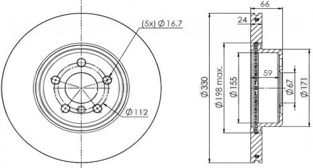 Диски тормозные для автомобилей BMW 5 (G30) (16-) / X3 (G01) (17-) / X4 (G02) (18-) передний d=330 окрашенный