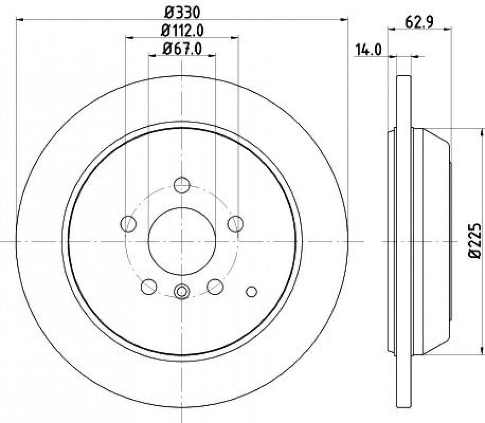 Диски тормозные для автомобилей Mercedes ML (W164) (05-) / R (W251) (06-) задний d=330