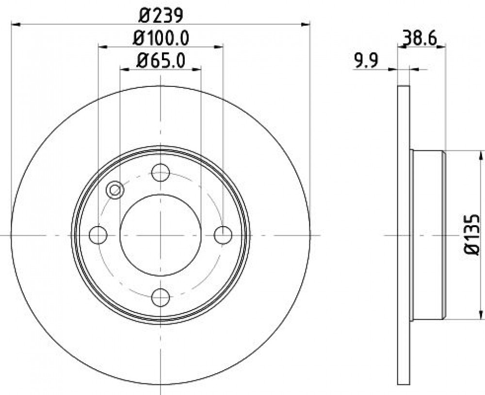 Диски тормозные для автомобилей VW Polo (95-) / Golf I (74-) / II (83-) передний d=239 thk=9,9; полный