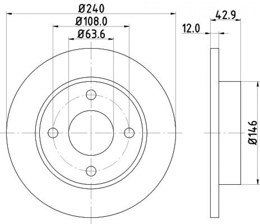 Диски тормозные для автомобилей Ford Fiesta (96-) / Mazda 121 (96-) передний d=240