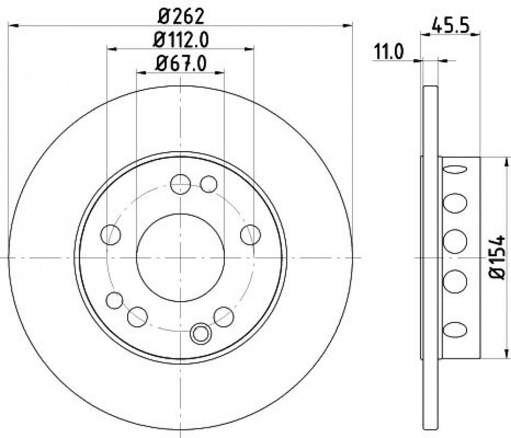 Диски тормозные для автомобилей Mercedes 190 (W201) (82-) передний d=262 окрашенный