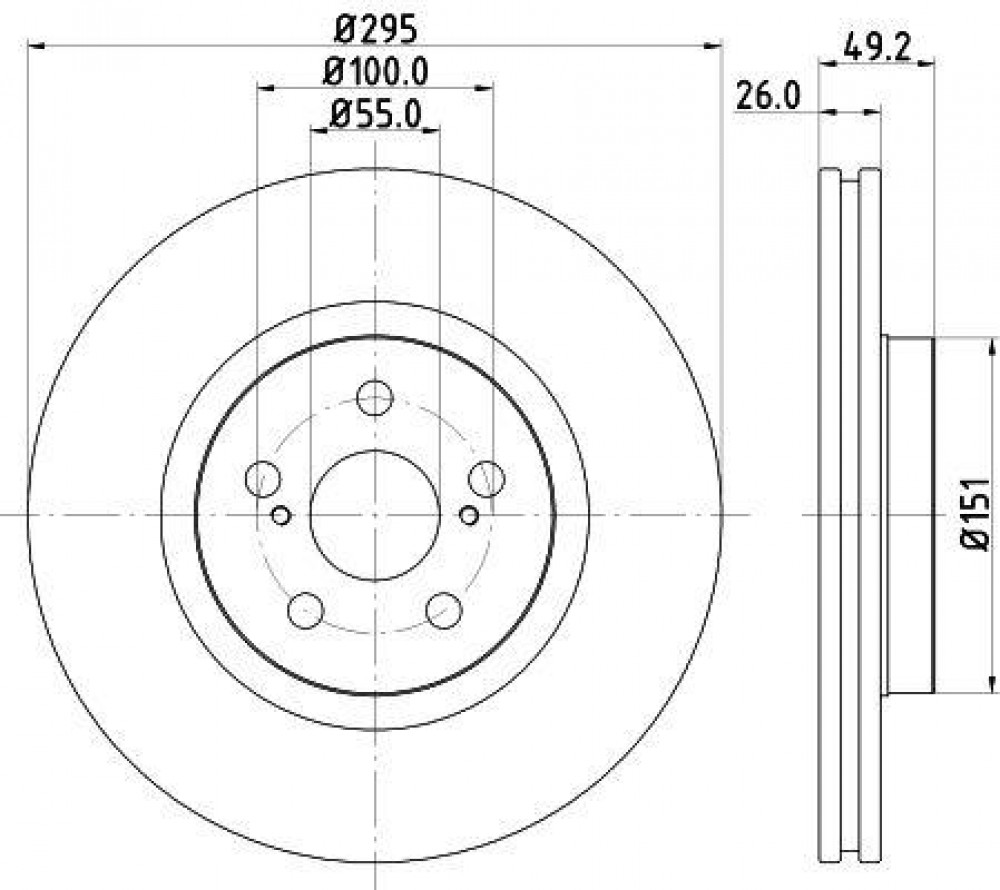 Диски тормозные для автомобилей Toyota Avensis (03-) передний d=295 окрашенный