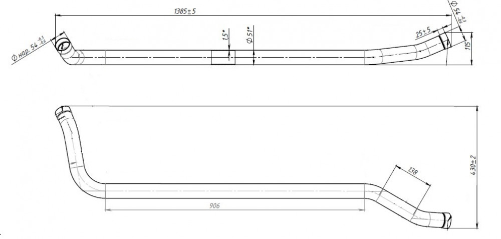 Труба переходная для автомобилей Toyota Camry (17-) 2.5i 2AR-FE (алюминизированная сталь)