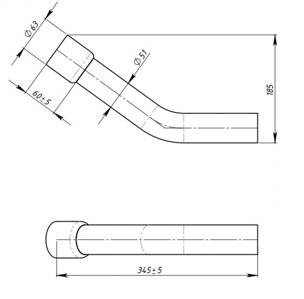 Труба выхлопная для автомобилей ГАЗ 3302 (алюминизированная сталь)
