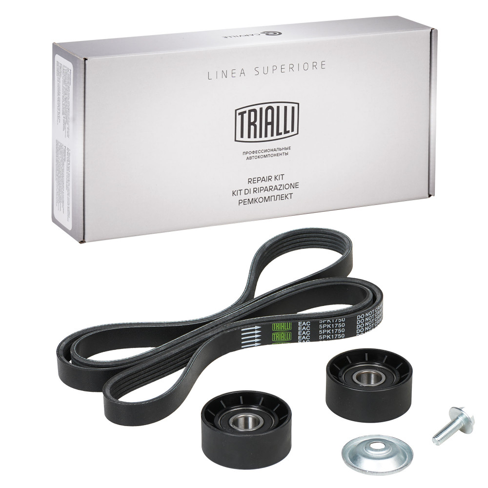 Ремкомплект привода для автомобилей Renault Logan (04-) 1.4i/1.6i 8V [K7J; К7M] A/C (1ремень 5PK1750 + 2 ролика)