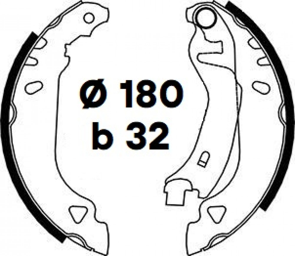 Колодки тормозные барабанные для автомобилей Fiat Punto (93-) 180x32 т/с Bendix