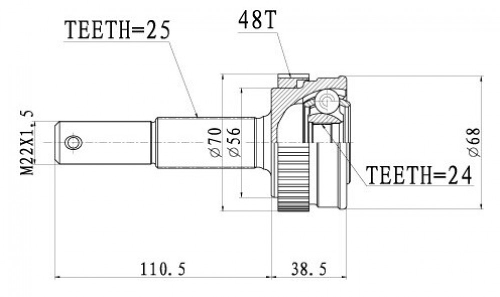ШРУС наружный задний для автомобилей Nissan Qashqai J10/J11 (06-/13-)/X-Trail T31/T32 (07-/14-)