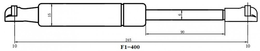 Амортизатор (упор) для автомобилей Volvo S60 (00-)/S80 (98-)/XC70 (00-) (капота) (рабочее усилие F1=400H)
