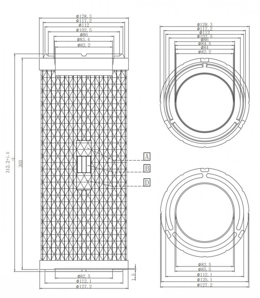 Фильтр воздушный для спецтехники Bobcat 300/600/700/900-series /Case/Caterpillar/JCB