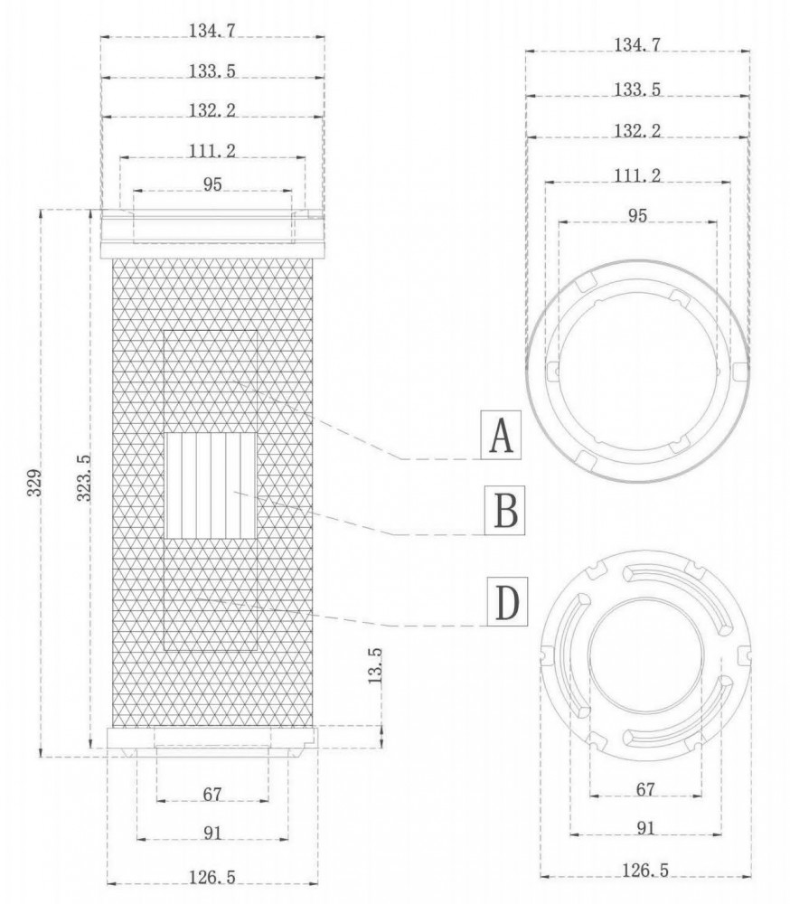 Фильтр воздушный для гусеничных экскаваторов Caterpillar 320D/323D/324D/325D/329D [дв. CAT 3066/C6.4]