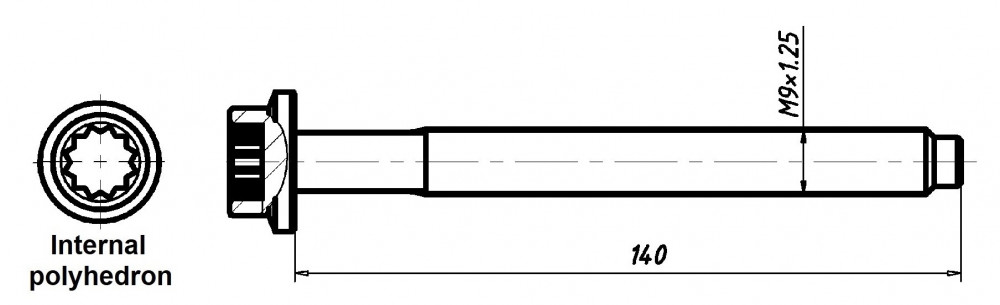 Болты ГБЦ для а/м VW Polo Sedan (10-)/Tiguan (16-)/Skoda Rapid (12-) 1.4T/1.6i [CWVA; CWVB; CZEA] (10 шт.)