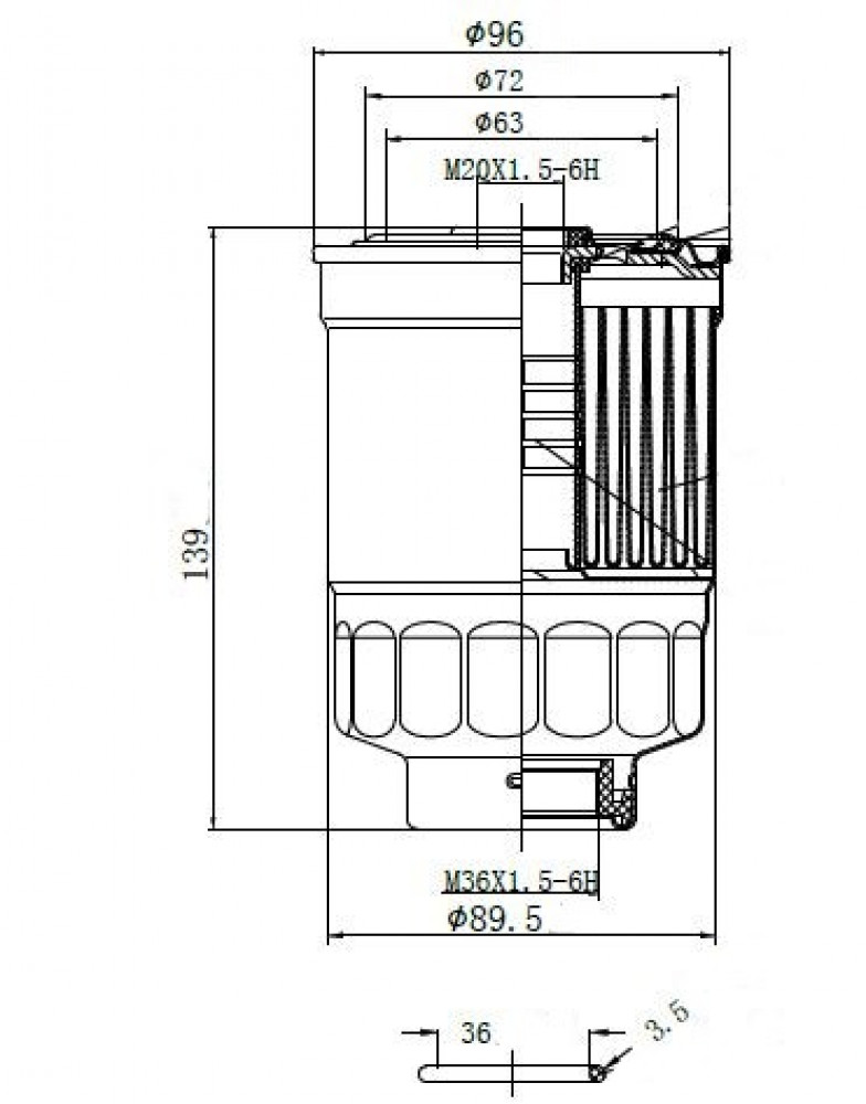Фильтр для а/м Hyundai H-1 Starex (00-)/Porter (12-)/Grace (98-) 2.5D (топл.диз.) (LFF 08302D)