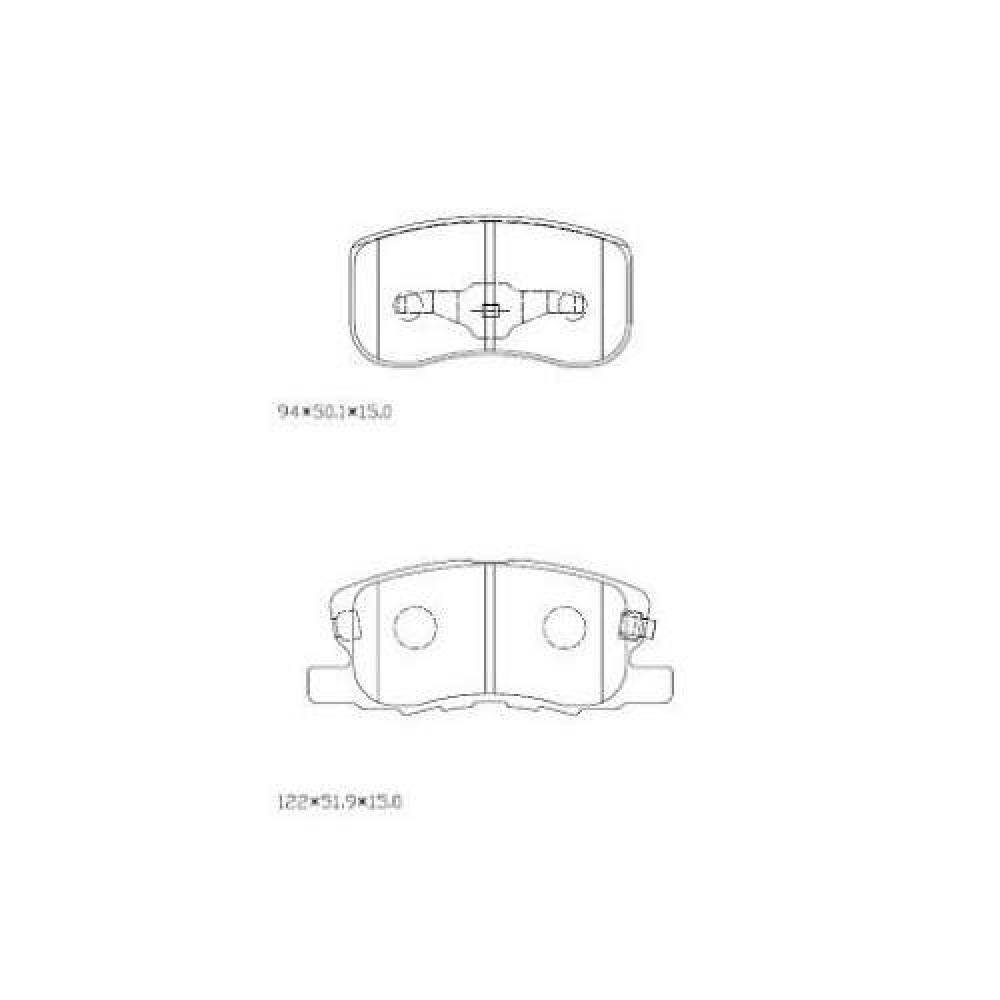 Колодки тормозные дисковые передние для автомобилей Mitsubishi Colt VI (04-) с тормозной системой Akebono (122x94мм)