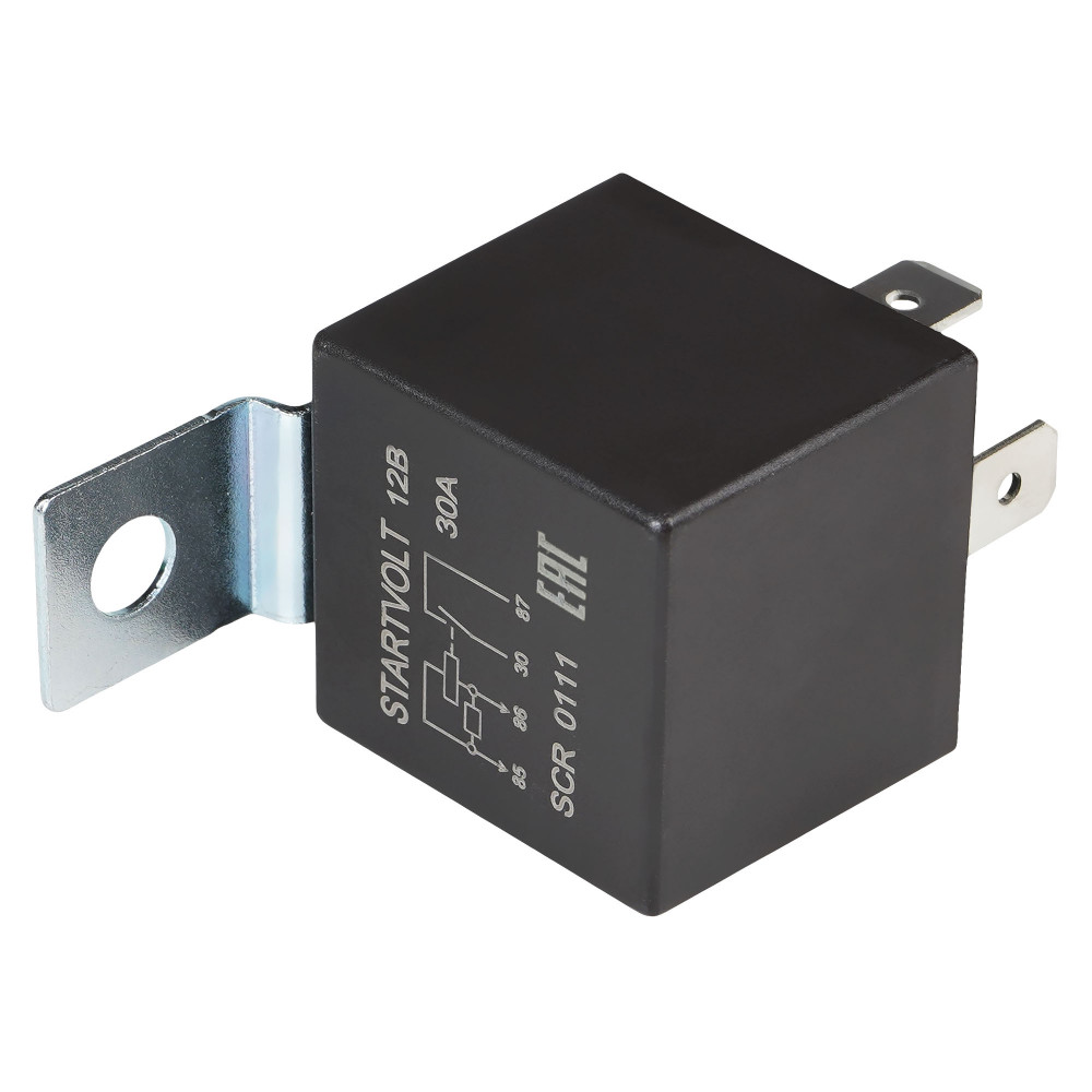 Реле 12V 30A 4 контактное (с кронштейном, с резистором)