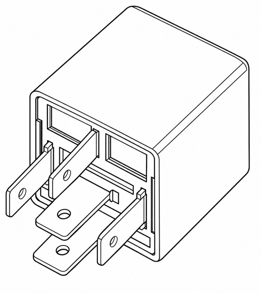 Реле 12V 20/30A 5 контактное (без кармана под кронштейн, с резистором)