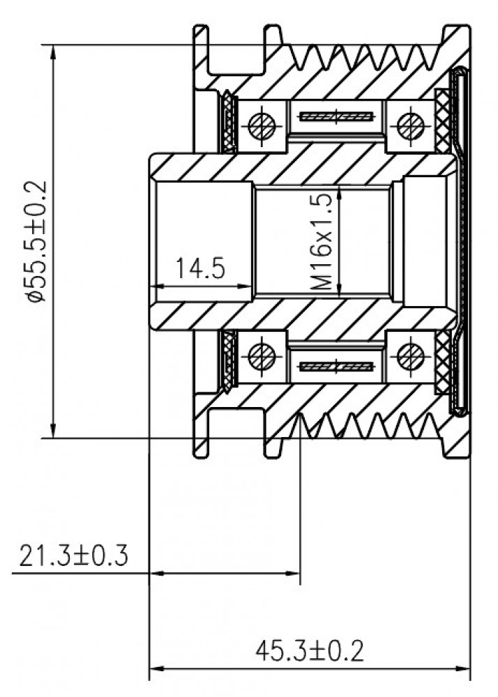 Шкив с обгонной муфтой генератора для автомобилей VAG A4 (00-)/(04-) 1.8T/2.0i