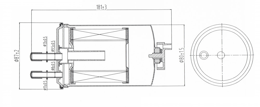 Фильтр топливный линейный для спецтехники JCB 100-900-series/CX/DX/JS/JZ-series d87, h181