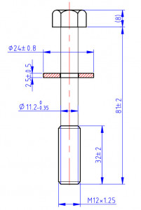 Болт подвески эксцентриковый развальный М12x1,25 для а/м Toyota Rav 4 I/II, Camry, Corona, Wish, Carina VII, Caldina, Harrier, Avensis / Lexus ES