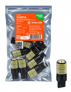 Лампа светодиодная W21/5W (T20D) PLUS, 6000K (Белый), 12В, 16Вт, 144LED, Биполярная