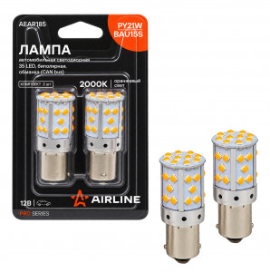 Лампа светодиодная PY21W (BAU15S) PRO, 2000K (Оранжевый), 12В, 18.8Вт, 35LED, Биполярная, Обманка, комплект 2 шт.