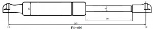 Амортизатор (упор) для автомобилей Volvo S60 (00-)/S80 (98-)/XC70 (00-) (капота) (рабочее усилие F1=400H)